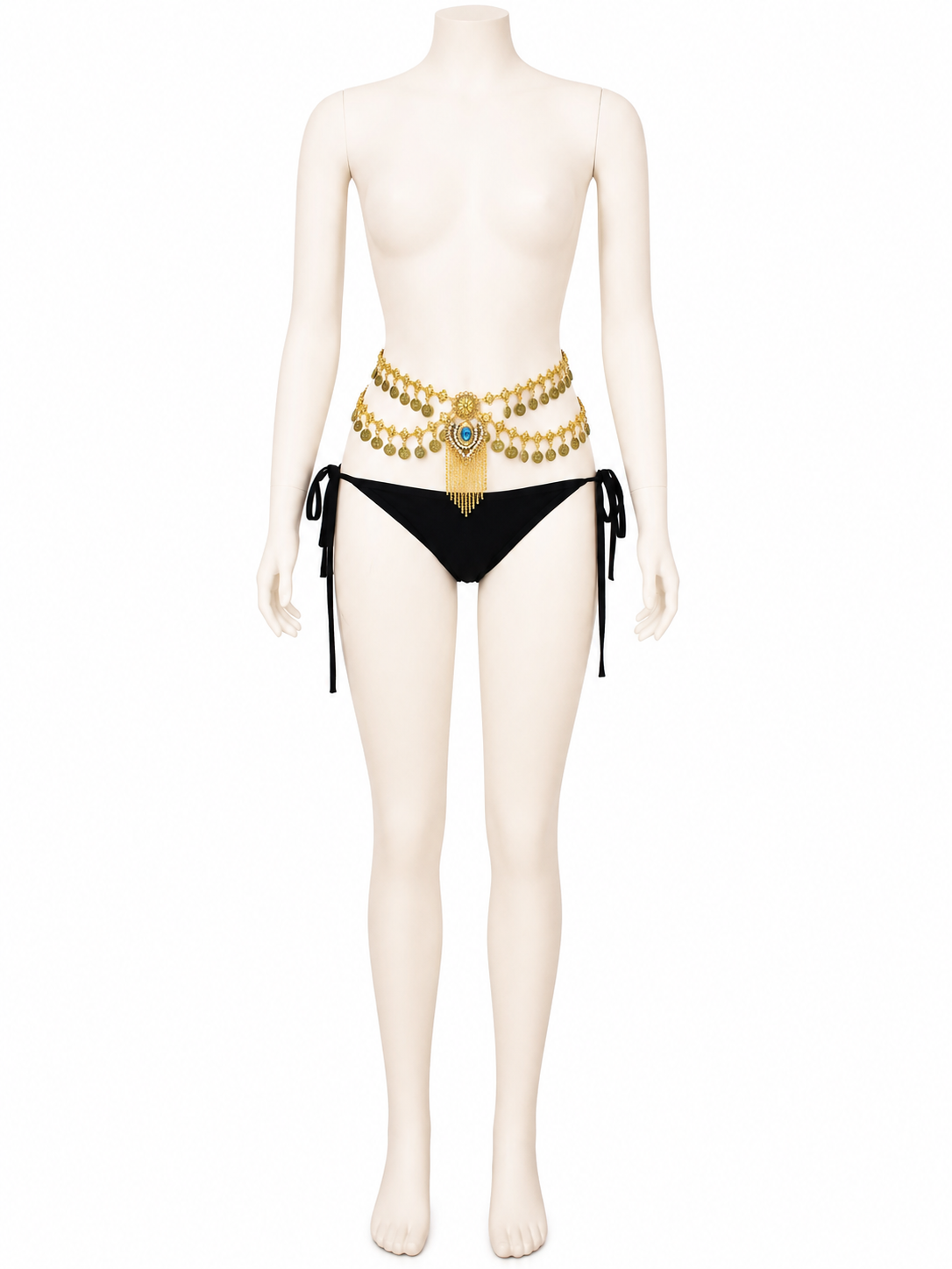 Egyptian Style Gold Waist Chain with Blue Gemstone Pendant and Tassel Chains product detail 2