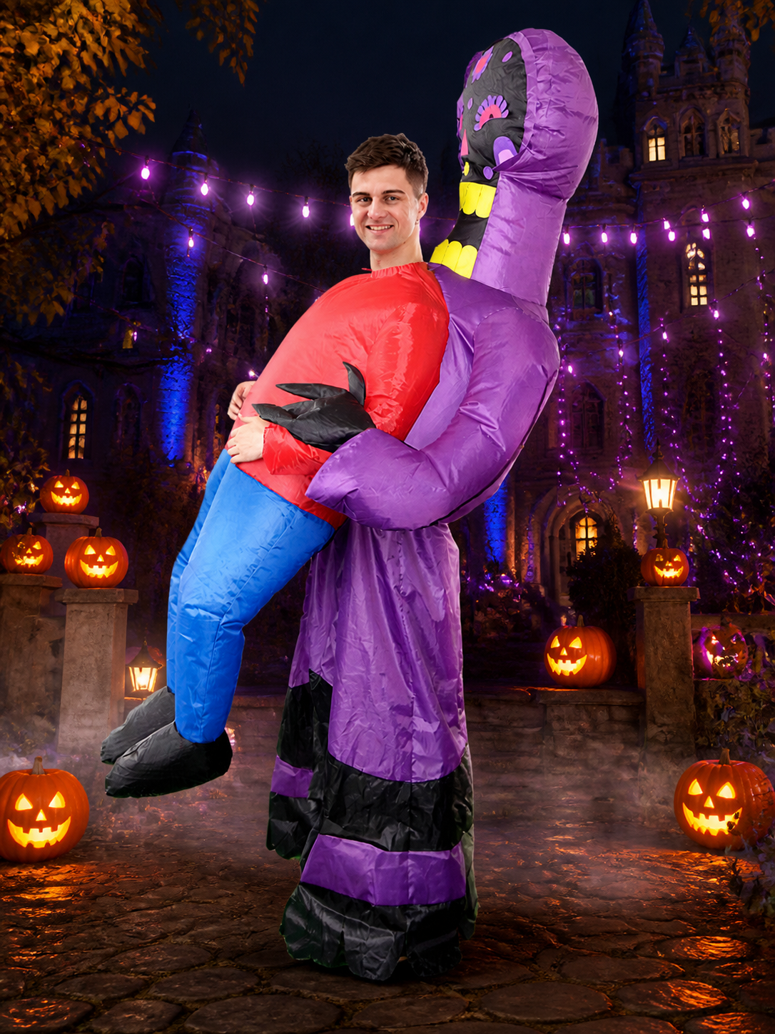 Purple Alien Inflatable Bodysuit Costume, Funny Halloween Party Outfit Costumes detail 2