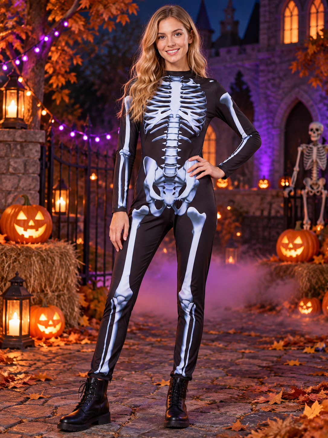 Kids' Skeleton Costume Black Knit