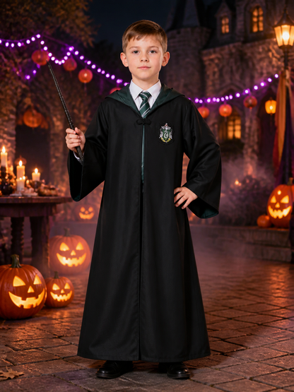 Slytherin Wizard Costume with Robe and Tie for Cosplay Costumes detail 2