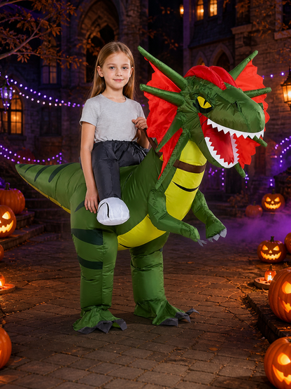 Unisex Inflatable Dinosaur Costume With Red Frill And Claws, Halloween Party Costumes detail 2