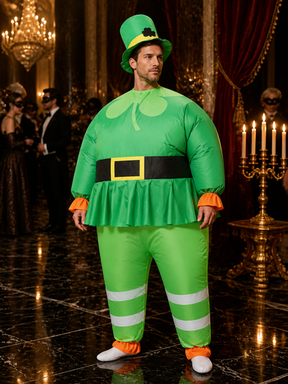 Inflatable Leprechaun Costume Set For Halloween - Includes Hat & Shoe Covers Costume Headwear detail