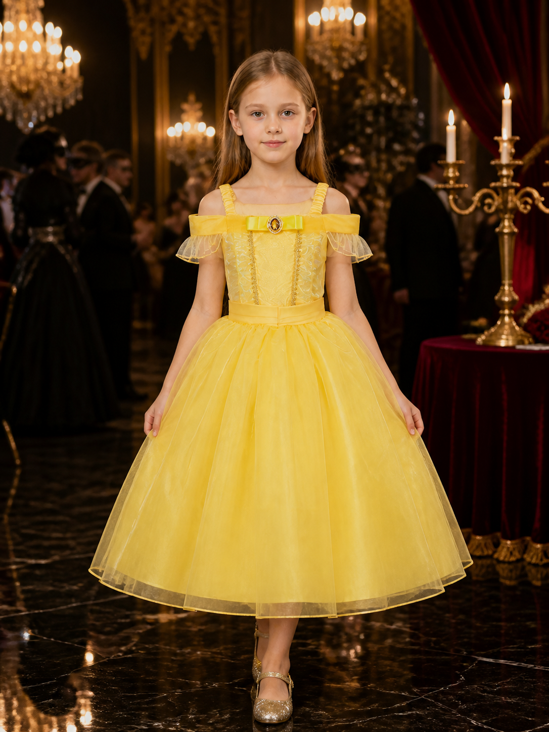 Girls' Rapunzel Cinderella Princess Costume Dress, Long Tulle Skirt Halloween Costume Dresses detail