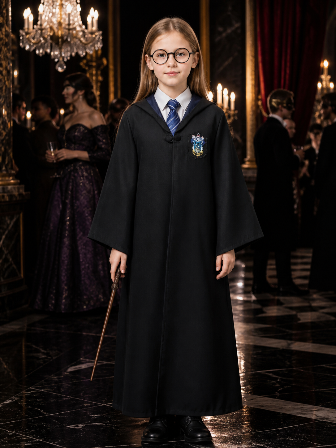 Ravenclaw Cosplay Robe with Hood and Tie Costumes detail