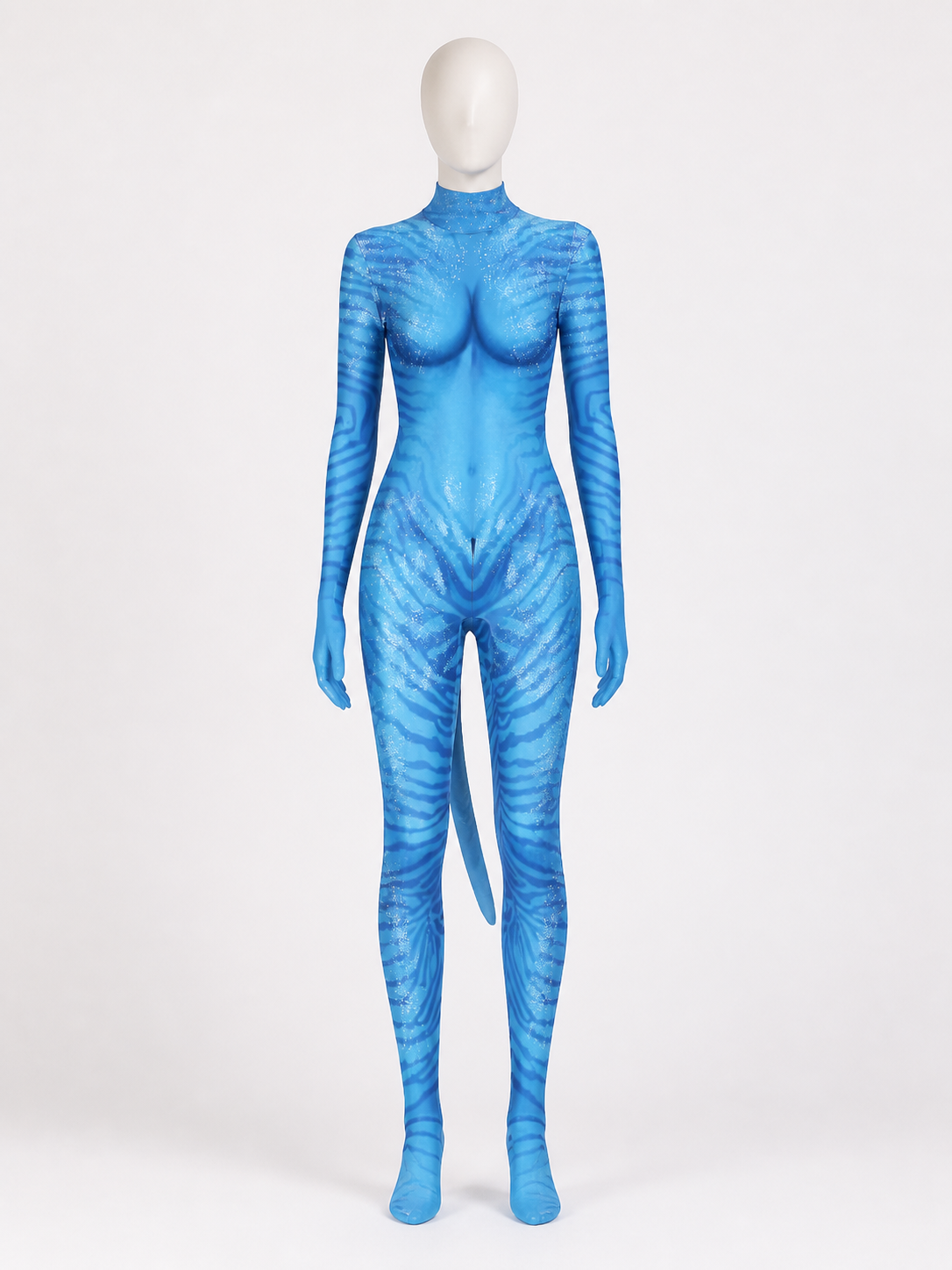 Avatar Blue Alien Bodysuit Costume for Halloween, Full Body Jumpsuit with Tail Costumes detail