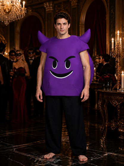 Inflatable Purple Eggplant Costume with Cartoon Face, Halloween Party Outfit Costumes detail