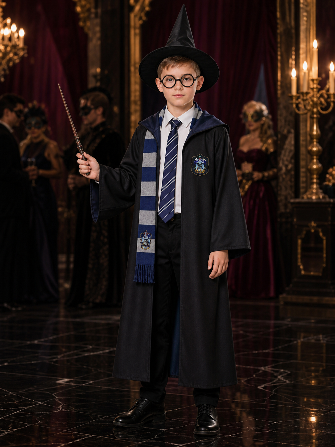 Ravenclaw Wizard Costume, Robe, 7-Piece Cosplay Set Costumes detail