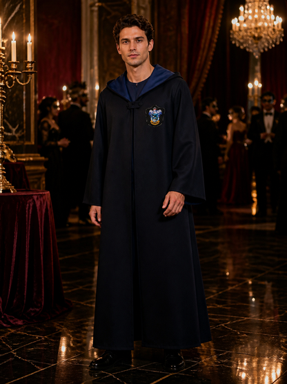 Wizard Academy Long-Sleeve Robe Costume, Dark Blue And Black Halloween Outfit Costumes detail