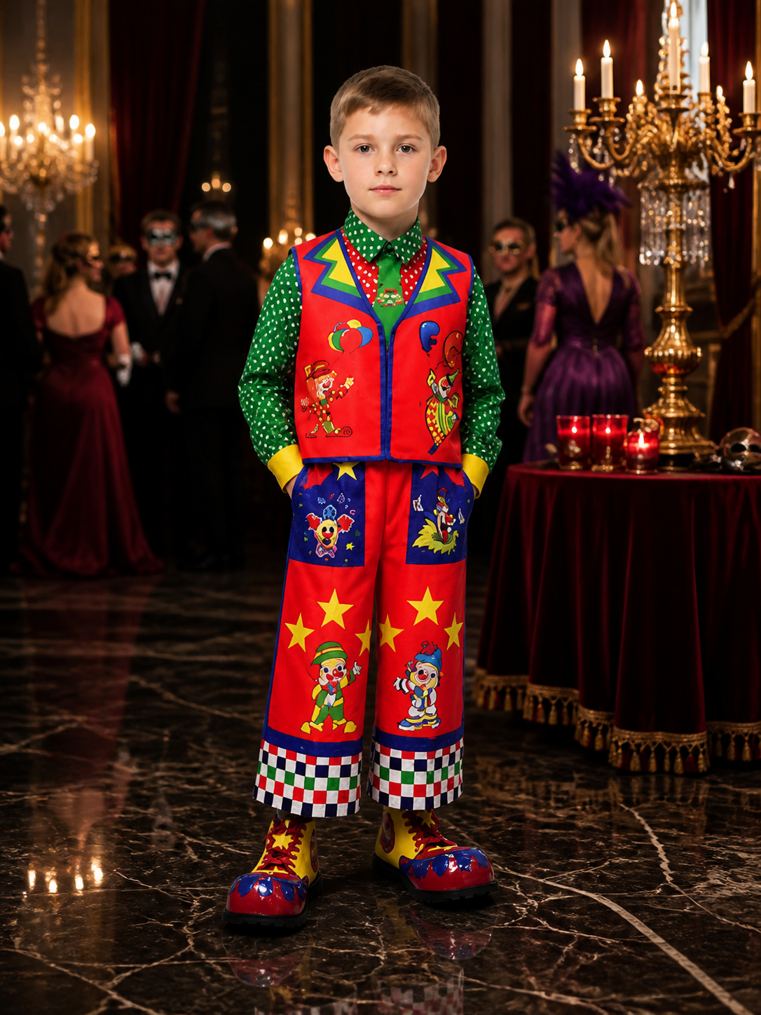 Circus Clown Costume Vest and Pants for Masquerades Costumes detail