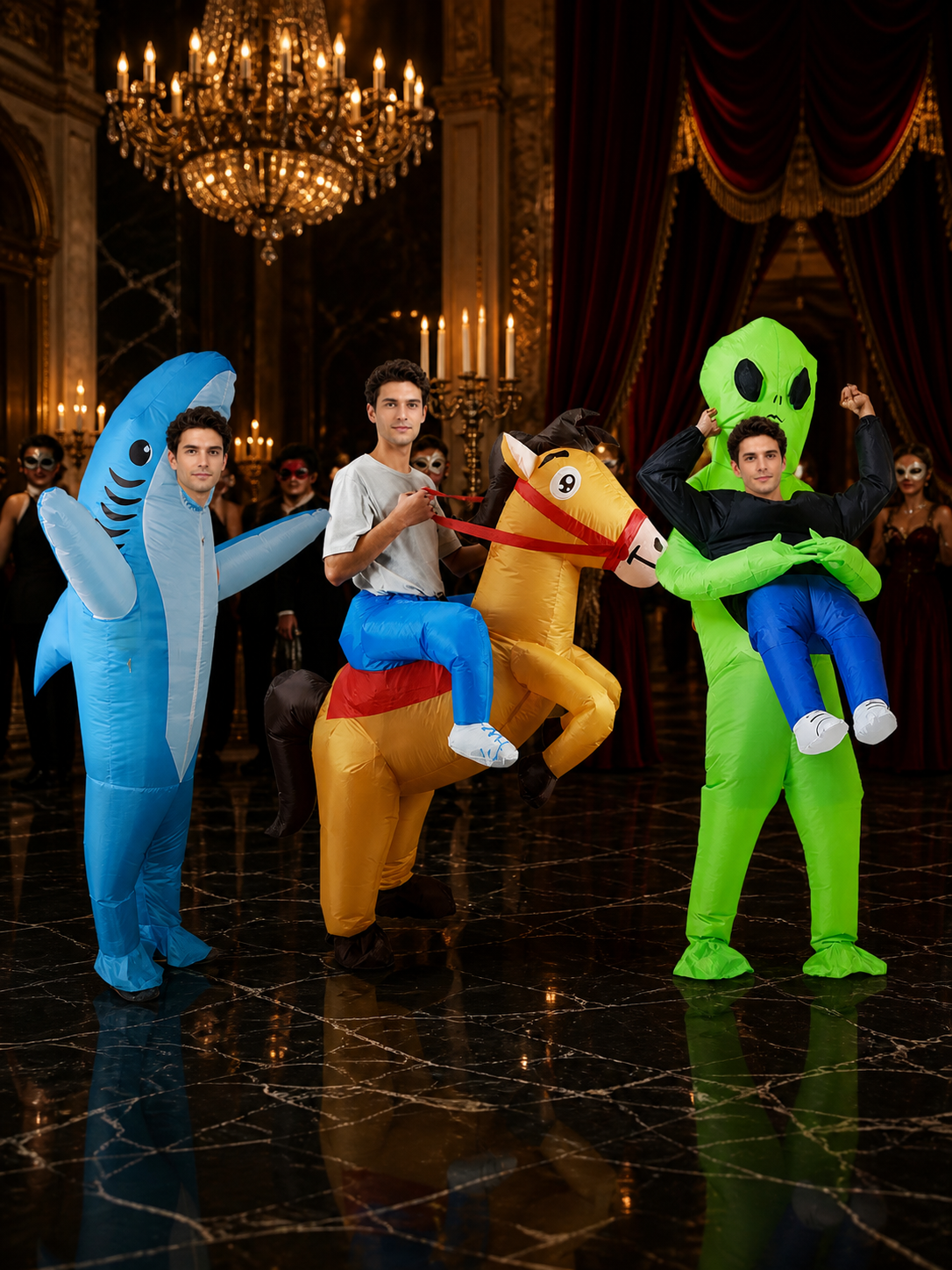 Inflatable Shark Horse Alien Costume Set, Cartoon Halloween Party Outfit Costumes detail
