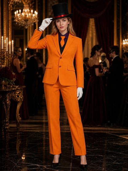 Clown Halloween Costume Set for Adults - Orange Blazer, Pants, Vest, Shirt, Tie Costumes detail