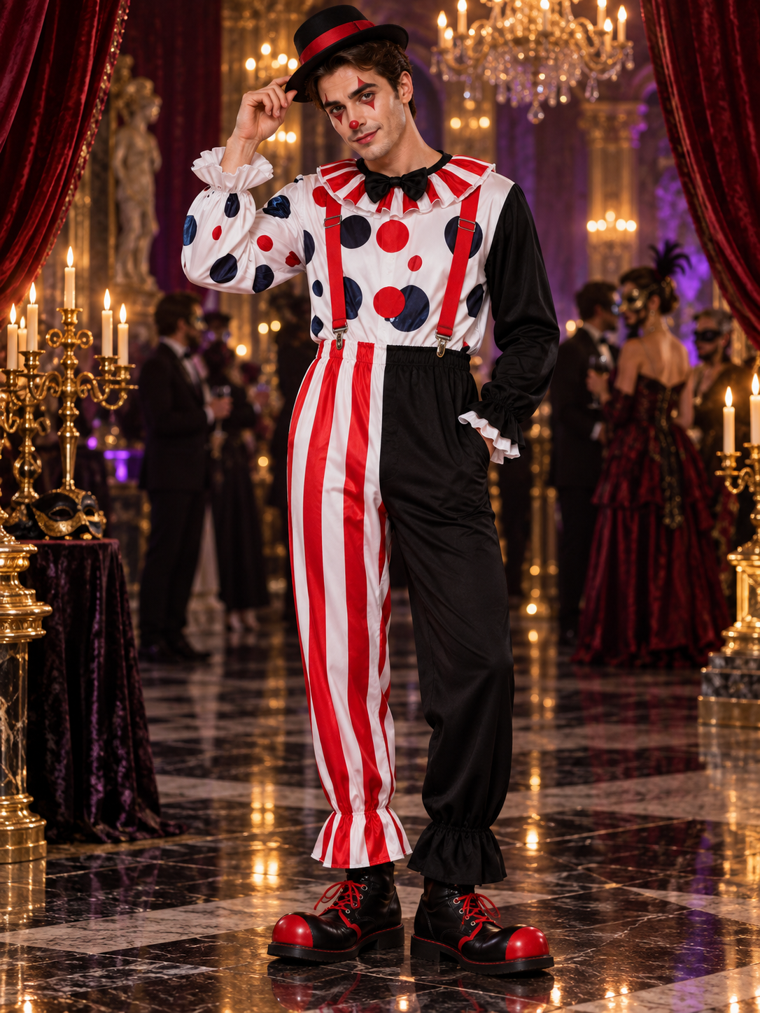 Kids' Clown Costume with Polka-Dot Shirt and Pants