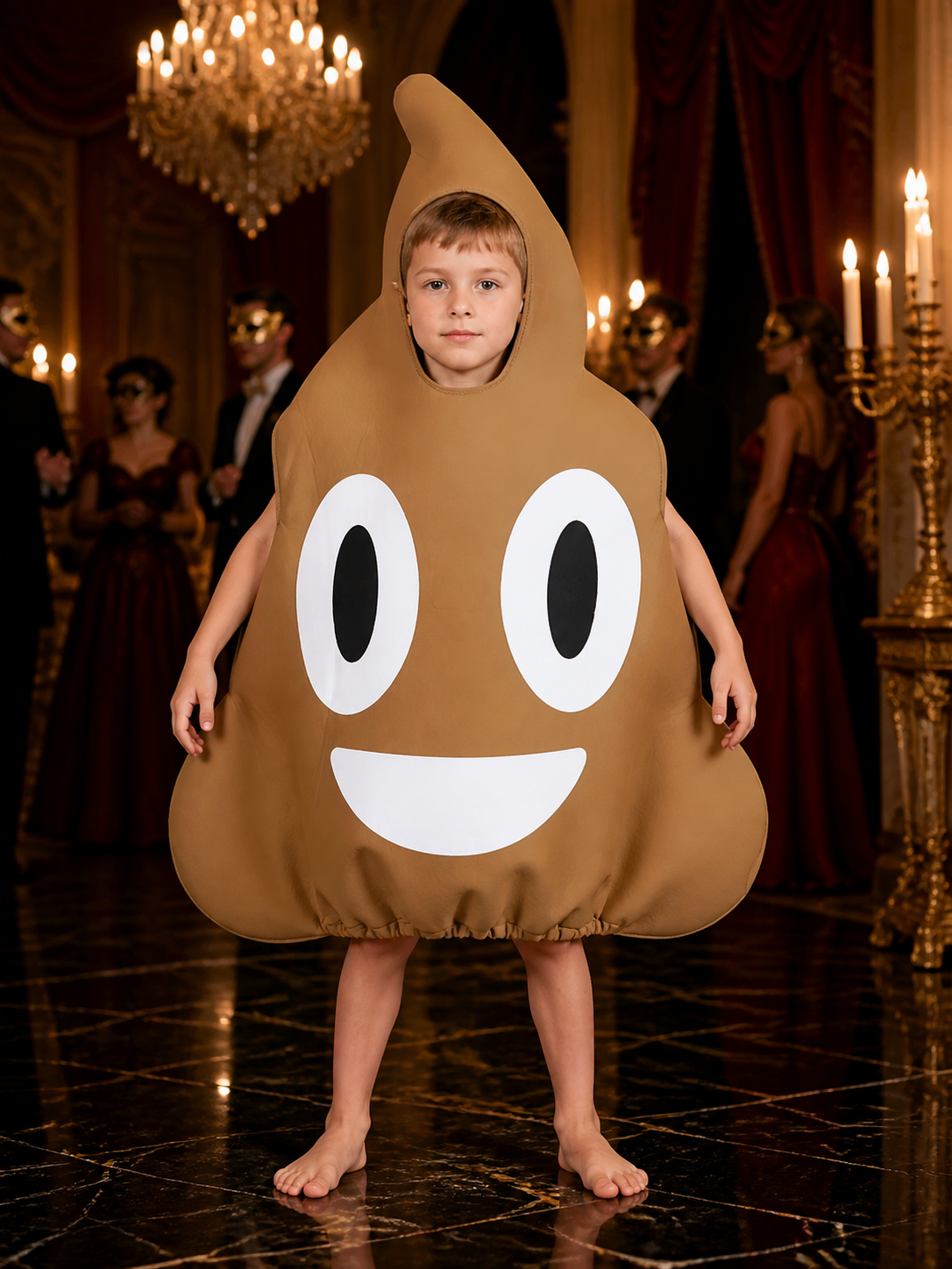 Funny Brown Poop Character One-Piece Costume with Cartoon Face Design Costumes detail