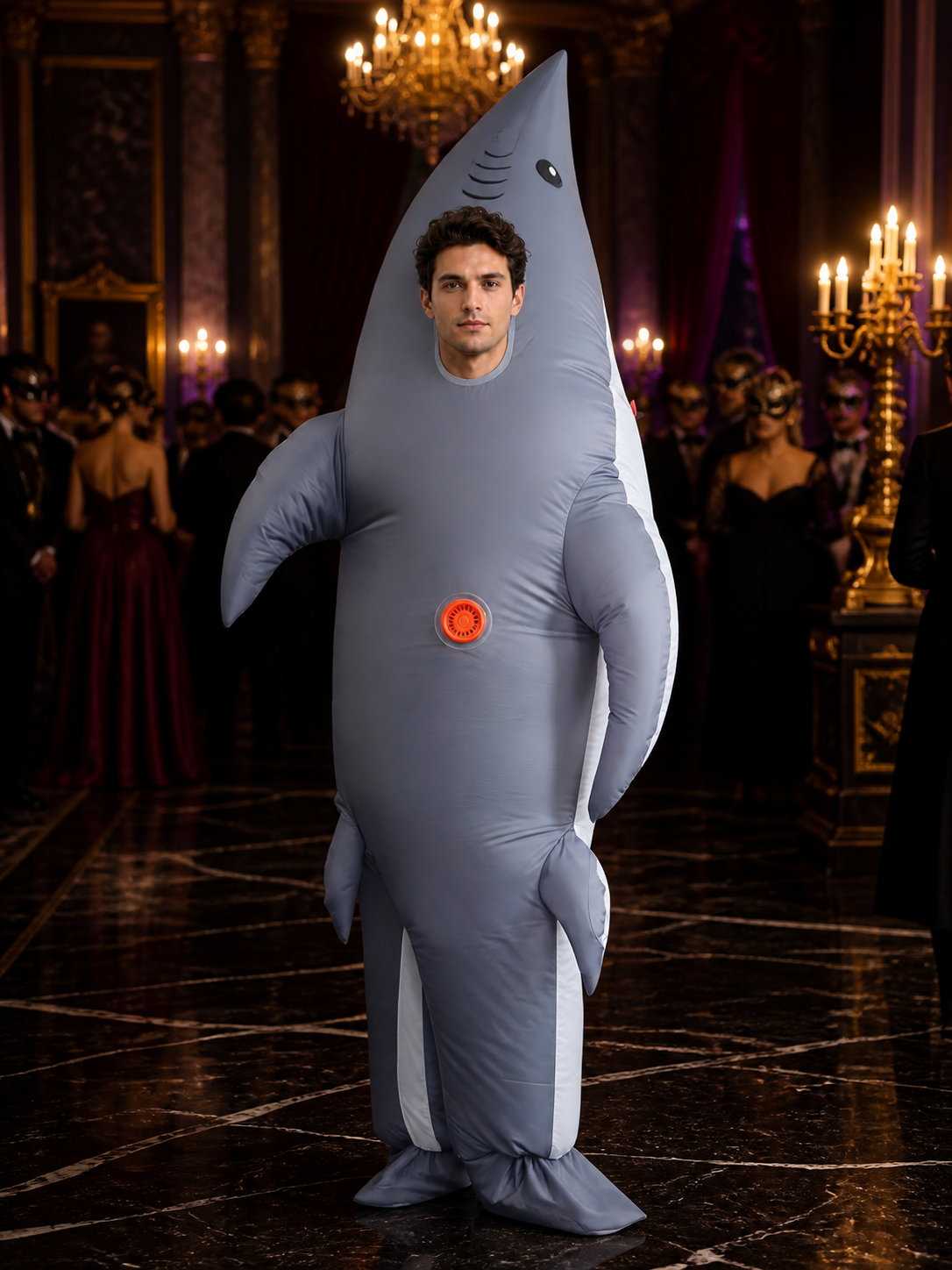 Gray Shark Inflatable Costume for Halloween, Funny Shark Suit with Fins and Tail Costumes detail