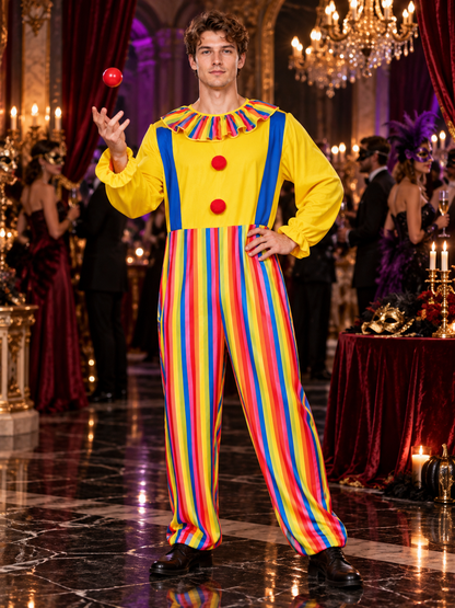 Adult Clown Costume with Suspenders Jumpsuit