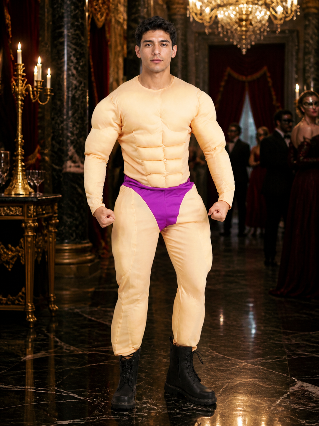 Funny Muscular Human Bodysuit Costume, 3D Muscle Design Halloween Cosplay Outfit
