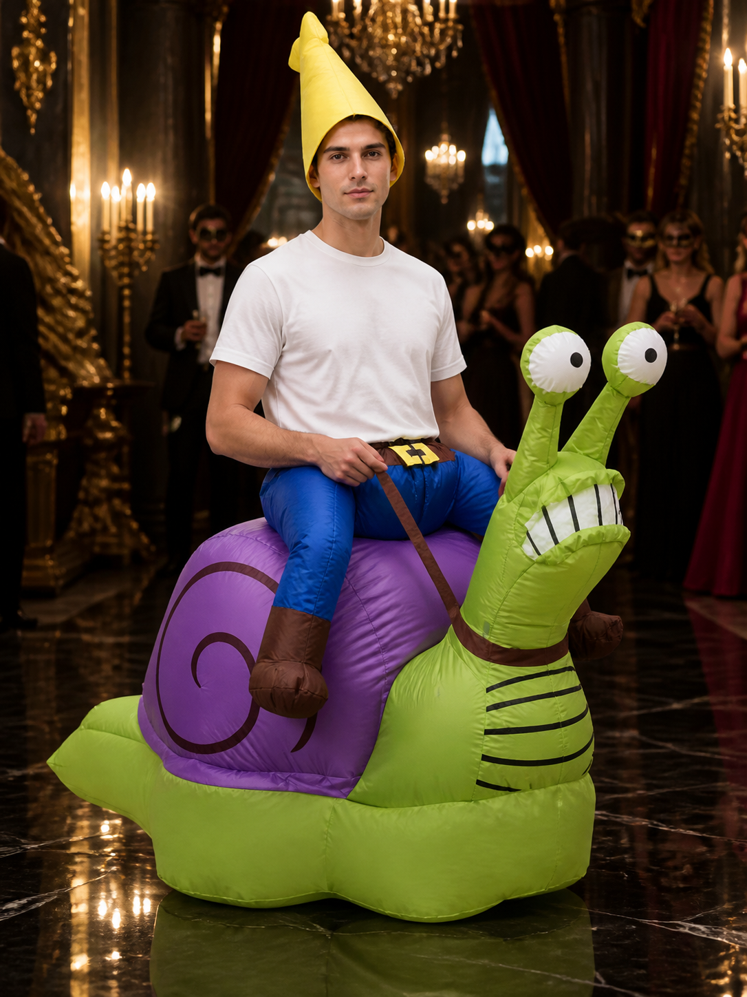 Snail 3D Inflatable Costume, Purple Spiral Shell & Green Body One-Piece Costumes detail