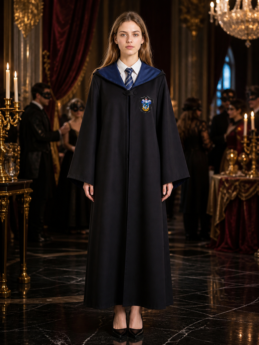 Unisex Wizard Robe Costume Set With Tie, Long Hooded Cape For Halloween Costume Capes detail
