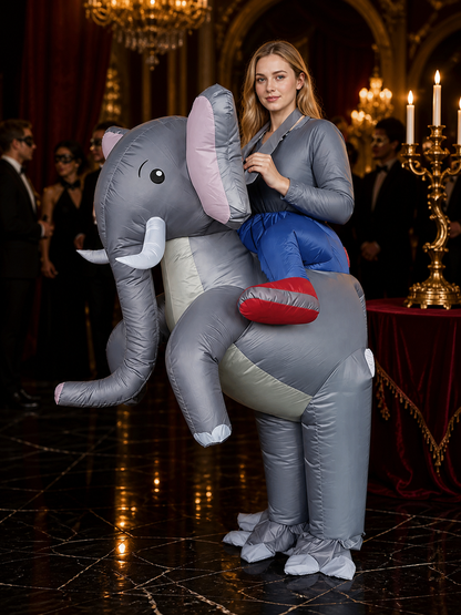 Adult Elephant Inflatable Costume, Halloween Cosplay Party Outfit with Saddle Costumes detail