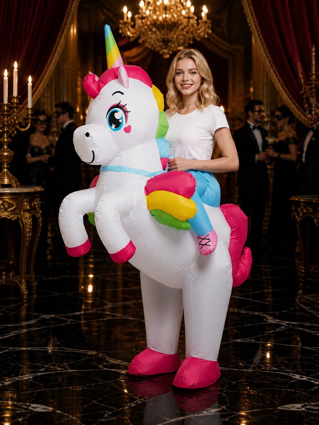 Unicorn Inflatable Costume, Rainbow Winged Bodysuit for Halloween Party Costumes detail