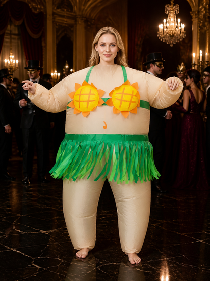Adult Sunflower Costume Jumpsuit With Leaf Fringe For Halloween Costumes detail