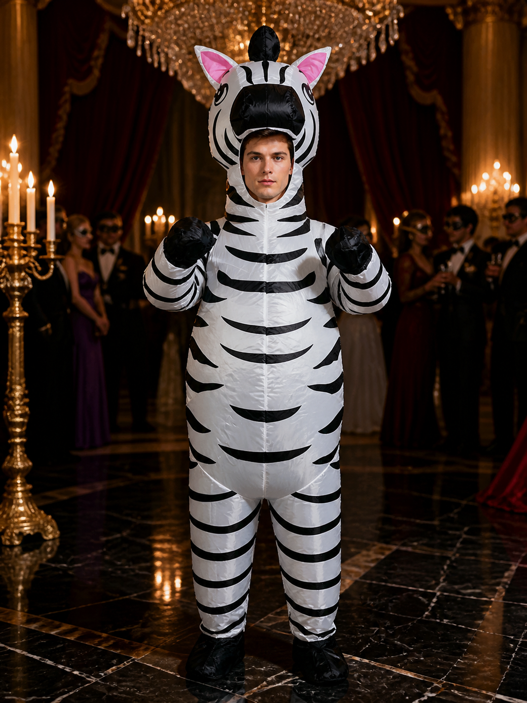 Adult Zebra Full Body Jumpsuit Costume With Head And Feet Costumes detail