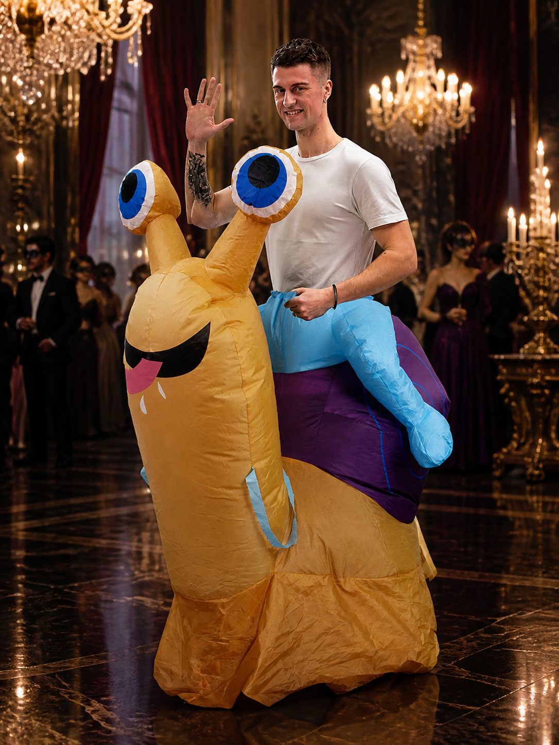 Cartoon Snail Inflatable Costume with Purple Shell, Funny Halloween Outfit Costumes detail