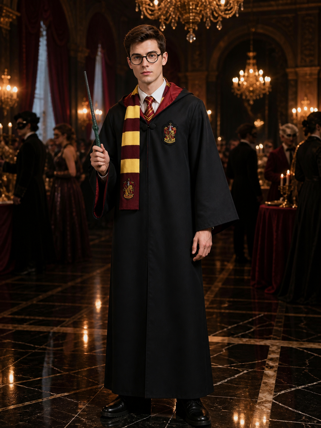 Gryffindor-Style Hooded Robe for Cosplay Costumes detail