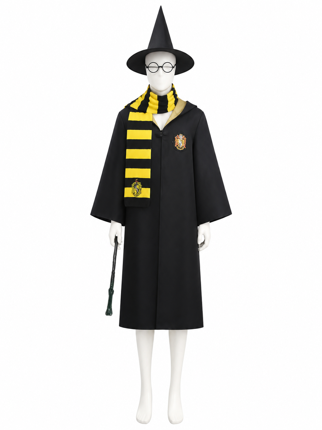 Hufflepuff Cosplay Robe Set with Hood and Scarf Costumes detail
