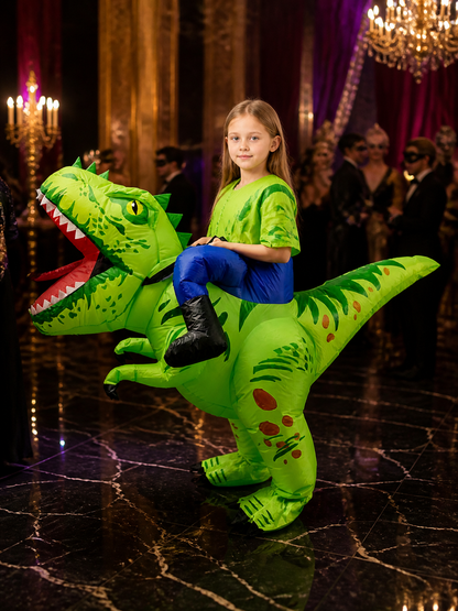 Kids Inflatable Green Dinosaur Costume with Spikes and Long Tail, Halloween Costumes detail