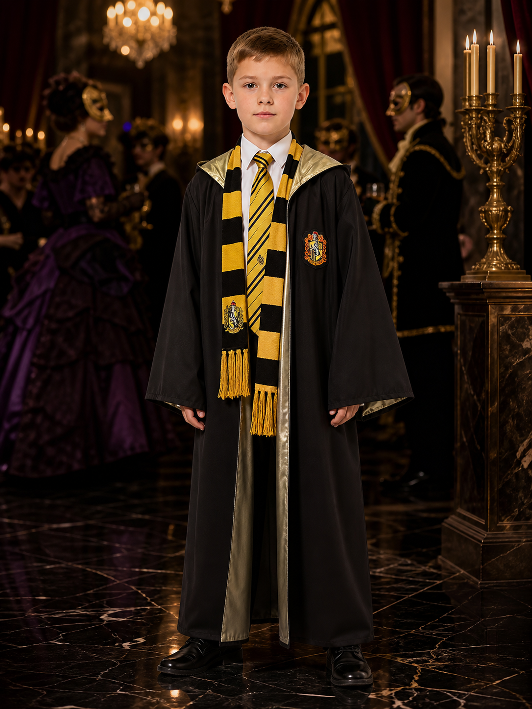 Harry Potter Hufflepuff Robe, 3-Piece Cosplay Set Costumes detail