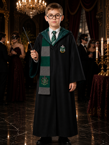 Slytherin Wizard Costume with Hood for Cosplay