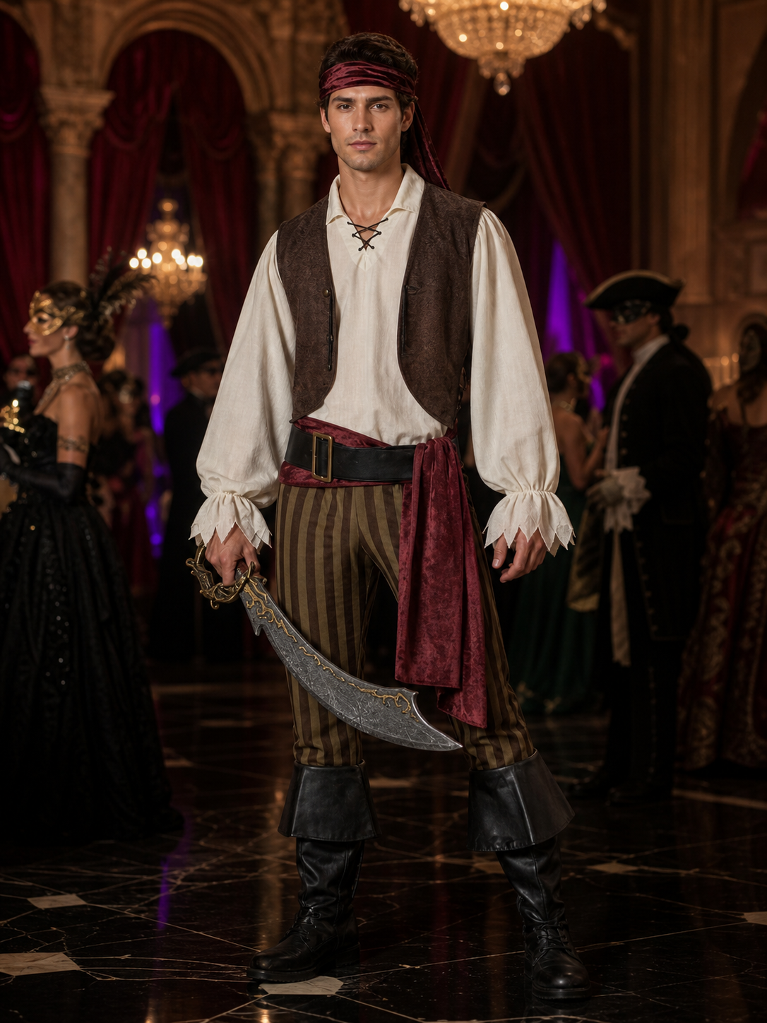 Pirate Costume with Vest for Cosplay and Halloween Costumes detail