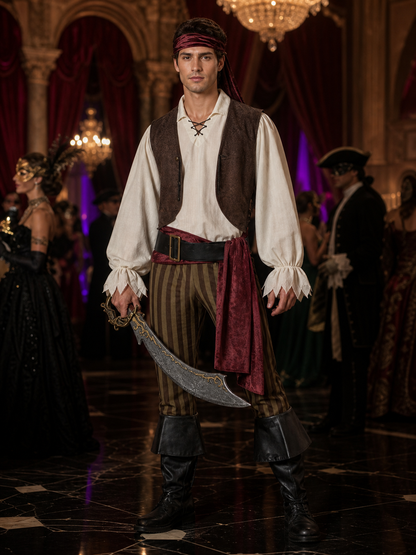 Pirate Costume with Vest for Cosplay and Halloween Costumes detail