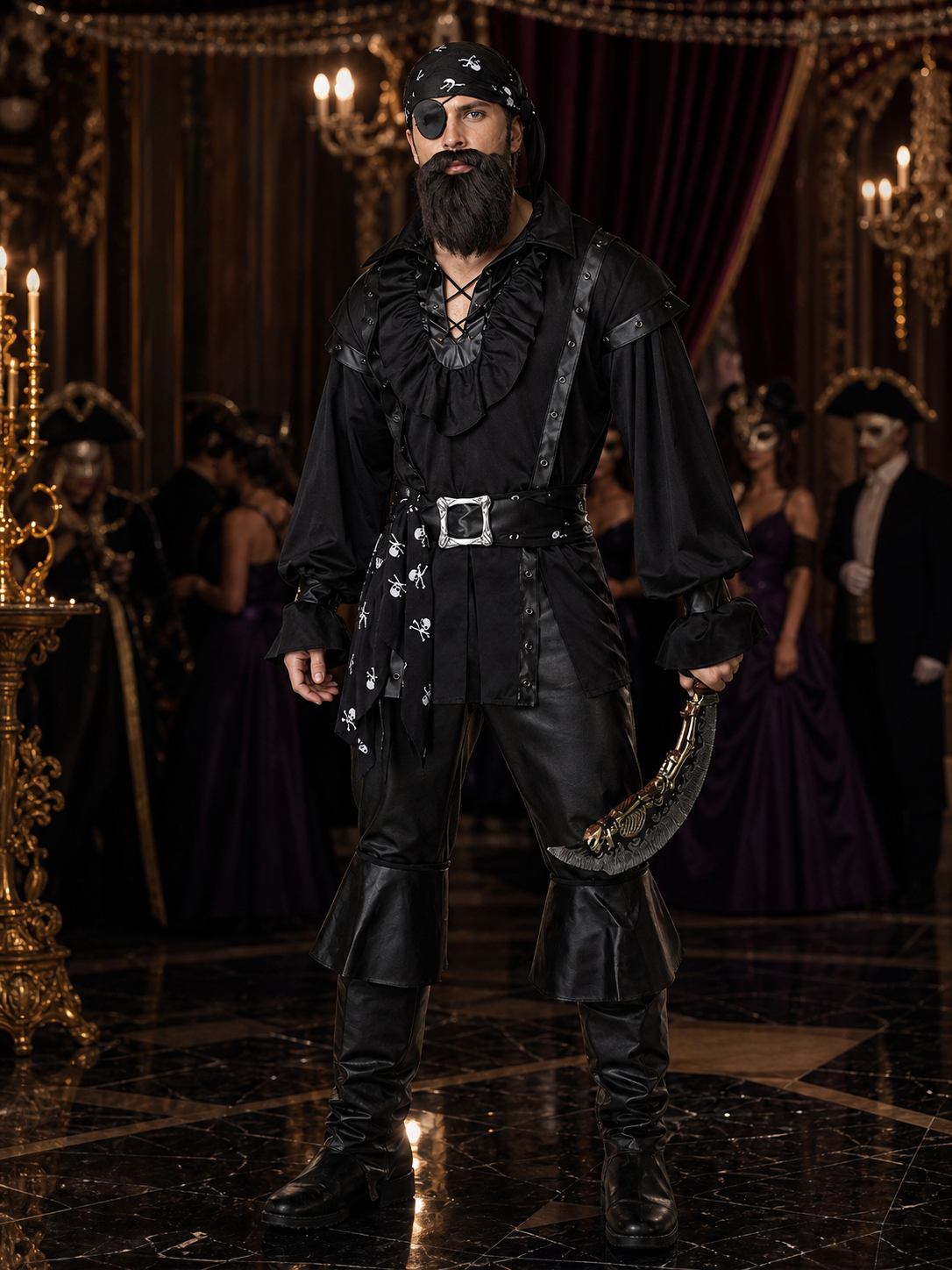 Pirate Costume with Eye Patch for Cosplay and Halloween Costumes detail