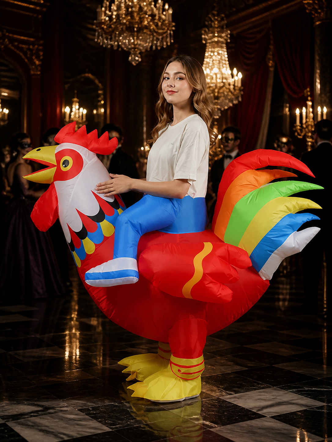 Adult Inflatable Rooster Costume, Colorful Halloween Party Outfit Costumes detail