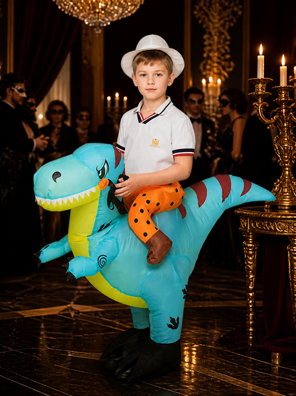 Inflatable Dinosaur Costume, Light Blue with Orange Spots, Funny Halloween Costumes detail