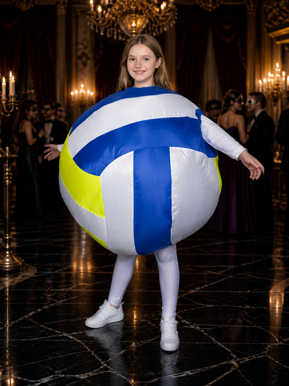 Adult Inflatable Spherical Bodysuit Costume, Blue White Fluorescent Yellow Costumes detail