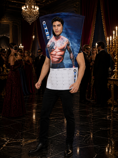 Funny Halloween Human-Shaped Jumpsuit Costume, Muscle Print, October Calendar Costumes detail