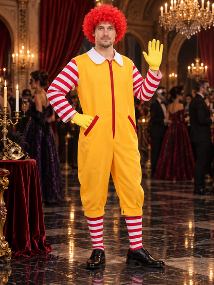Clown Costume: Yellow Jumpsuit, Wig