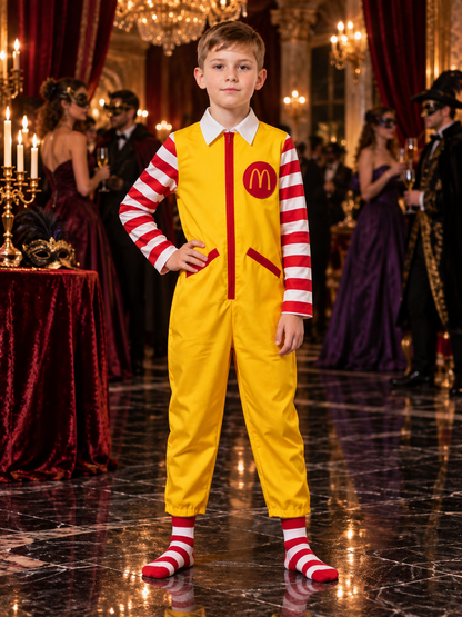 Yellow Clown Costume for Cosplay with Red and White Socks