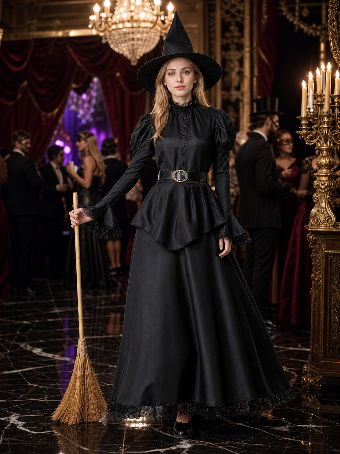 Gothic-Style Witch Costume for Halloween