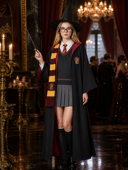 Wizard Robe Costume Set With Hat, Scarf, Tie, Glasses And Wand, Halloween Costume Headwear detail