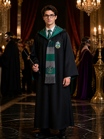 Slytherin Wizard Costume, Hooded Cloak for Cosplay