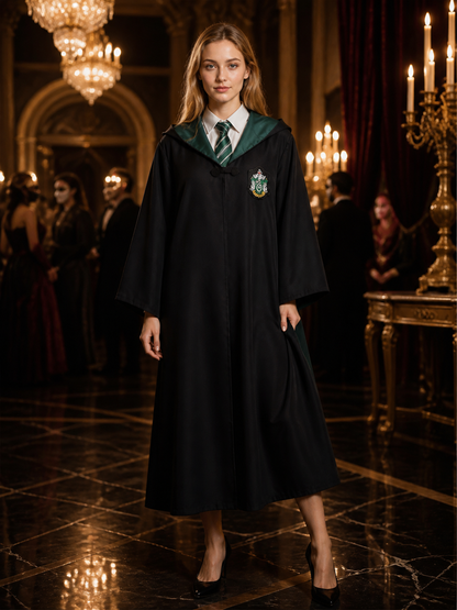 Slytherin Wizard Robe and Tie Costume Set with Hooded Cloak Costume Capes detail