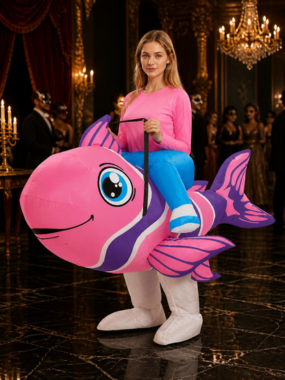 Inflatable Shark Costume With Cartoon Eyes And Fins For Halloween Party Costumes detail