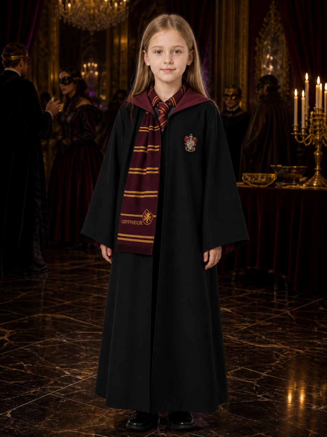 Kids Wizard Robe Costume Set, Hooded Long Cloak with Tie and Scarf Costume Capes detail