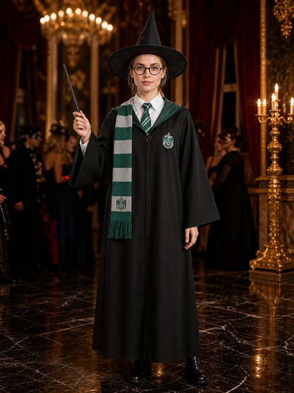 Slytherin Hooded Robe for Cosplay and Halloween