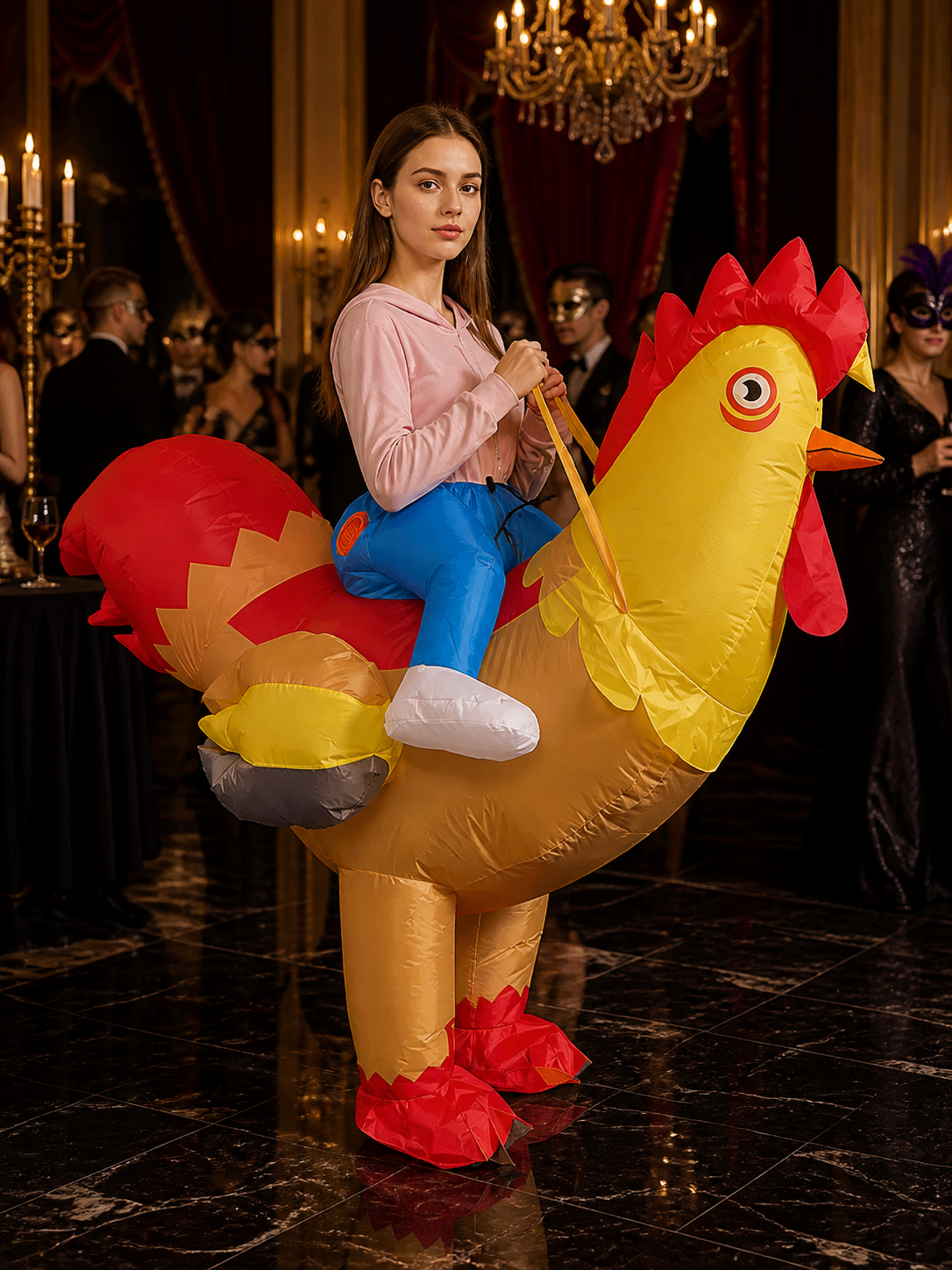 Colorful Rooster Inflatable Costume, Chicken Blow Up Suit, Halloween Animal Costumes detail