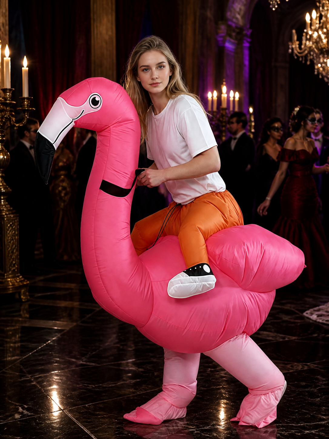 Flamingo Inflatable Costume for Adults, Fun Halloween Party Outfit Costumes detail
